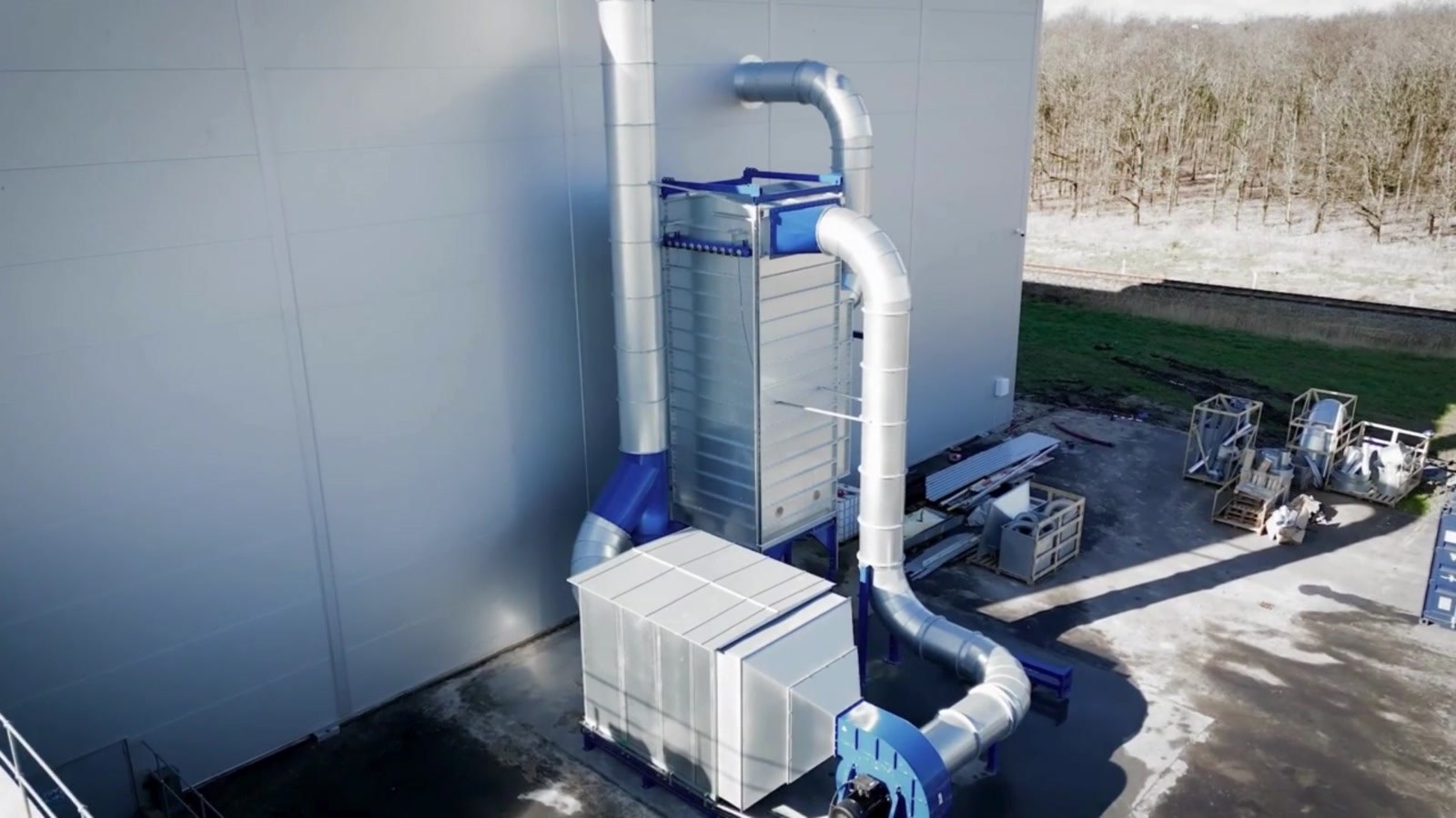 Équipements d’aspiration installés dans le centre de tri des déchets de Meldgaard